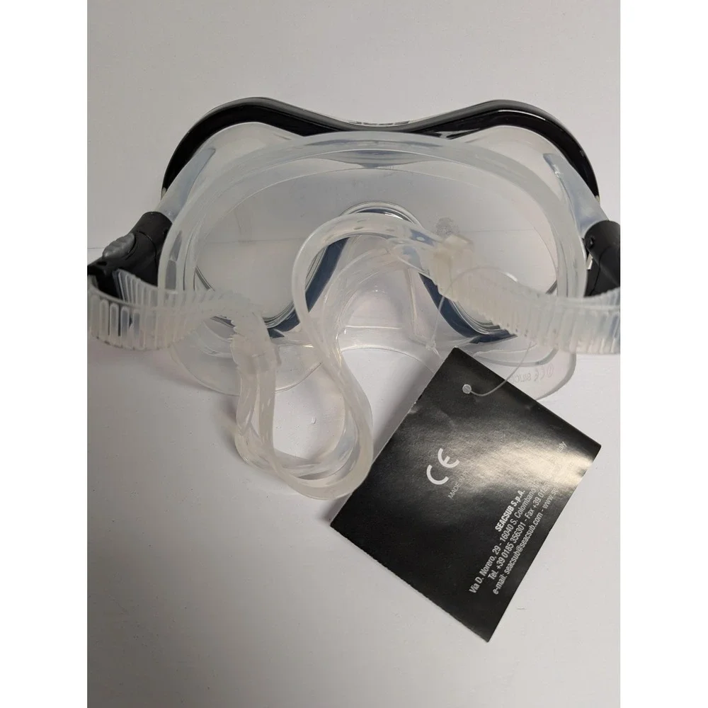 SEAC Charm Diving Mask Black Tempered Glass Silicone Strap Adult Snorkel Swim